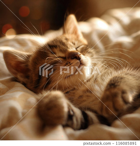 Cat is taking a nap. Cute cat kitten sleeping Cat is taking a nap. Cute cat kitten sleeping 116085891