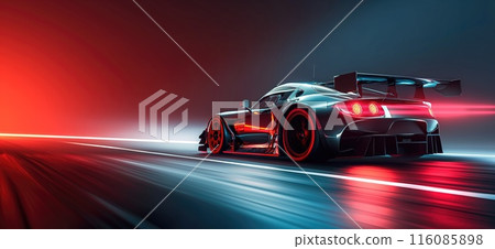 Race car wallpaper. Modern luxury sports car banner 116085898