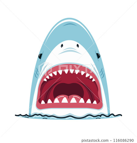 Cartoon of a shark with an open mouth 116086290
