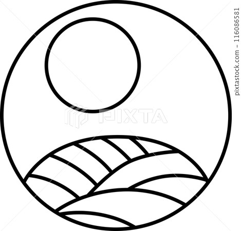 線條畫圓形簡單花札葉月芒月八月芒到月亮 116086581