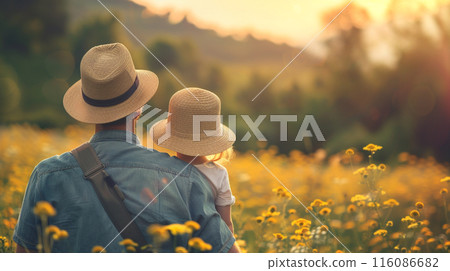 Father and son backside view , generated AI  116086682