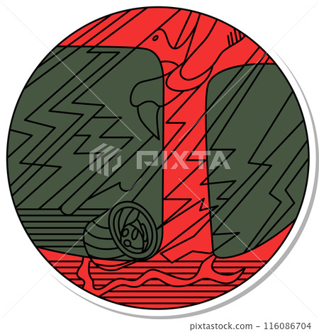 貼紙風格圓形花札Shimotsuki Tochi 十一月Tochi 渣 116086704