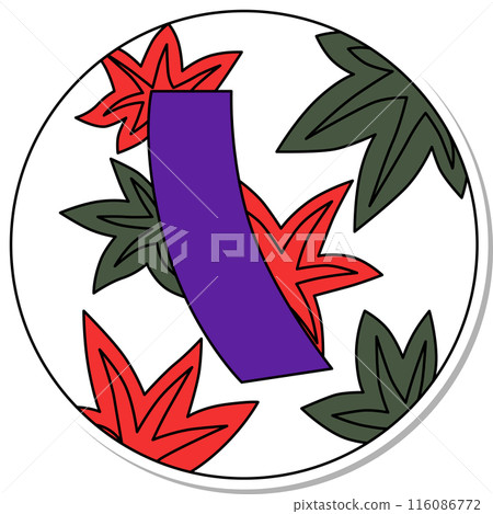 貼紙風格圓形花札神無月秋葉藍色短款十月秋葉藍色短款 116086772