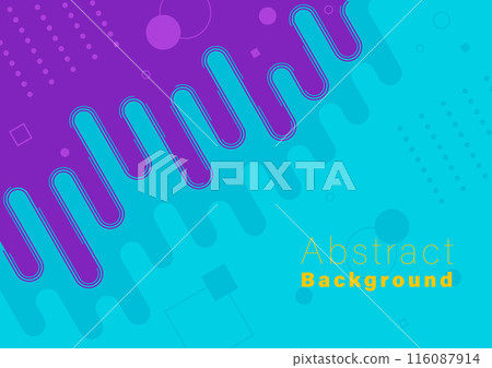 Abstract background fluid shape and geometric memphis style elements blue and purple color 116087914