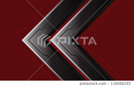 Abstract silver arrow cyber direction geometric on red design modern futuristic technology creative background vector 116088285