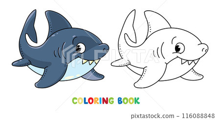 Sea theme. Shark coloring book. Kids vector Sea theme. Shark coloring book. Kids vector 116088848