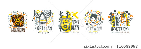 Northern Logo Original Design Template with Fancy Shapes Vector Set Northern Logo Original Design Template with Fancy Shapes Vector Set 116088968