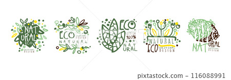 Eco Natural Labels and Logos Original Design Vector Set 116088991