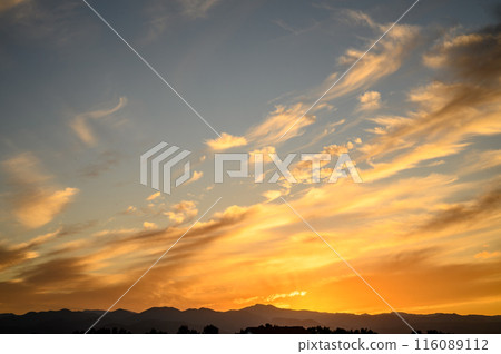 Vibrant sunset sky background during golden hour, sunset, golden hour, sky, background 2 116089112