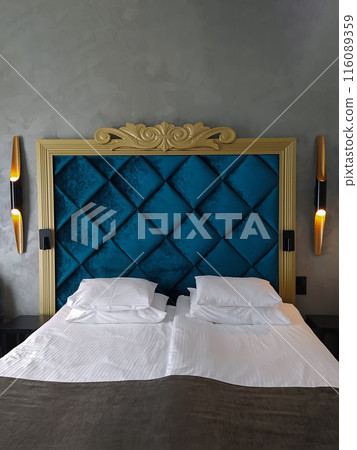 Luxury bedroom with vintage interior. Modern apartment. Luxury bedroom with vintage interior. Modern apartment. 116089359