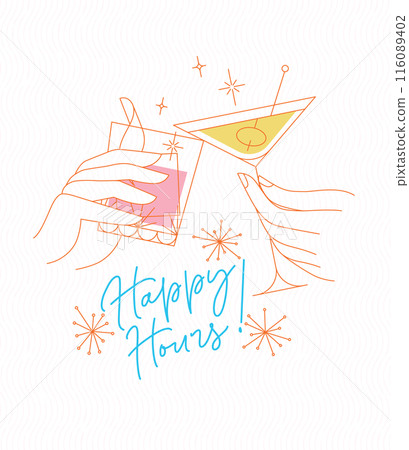 Poster happy hours in retro style 116089402