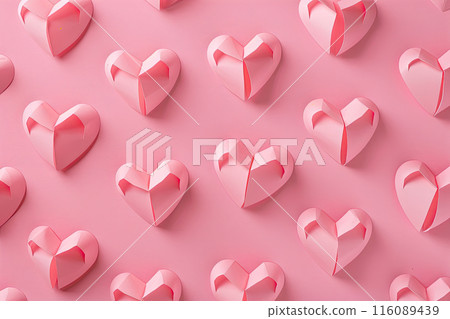 Pink hearts pattern on pink colored background. Ai generative Pink hearts pattern on pink colored background. Ai generative 116089439