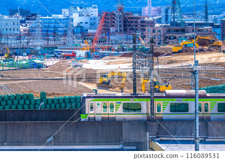 Sagamihara cityscape in Japan, overlooking the construction of the new Kanagawa Prefecture Station (tentative name) on the Chuo Shinkansen line in front of Hashimoto Station (March 21) Sagamihara cityscape in Japan, overlooking the construction of the new Kanagawa Prefecture Station (tentative name) on the Chuo Shinkansen line in front of Hashimoto Station (March 21) 116089531