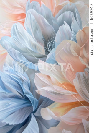 CloseUp of Soft Pastel Flowers with Gentle Petals and Delicate Hues in Natural Light CloseUp of Soft Pastel Flowers with Gentle Petals and Delicate Hues in Natural Light 116089749