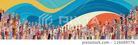 Group of raised hands. Diverse people holding a heart. Charitable donation and volunteer work. Support and assistance. Multicultural community.Diversity of people. NGO. Aid. Volunteerism 116089776