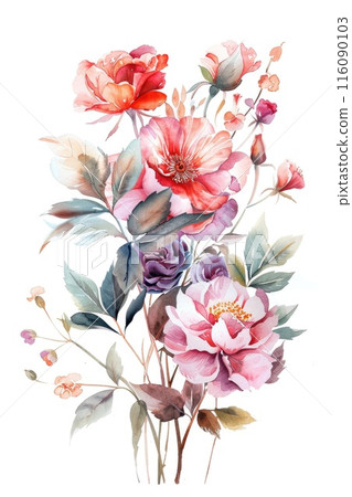 Elegant Watercolor Floral Arrangement in Soft Hues Elegant Watercolor Floral Arrangement in Soft Hues 116090103