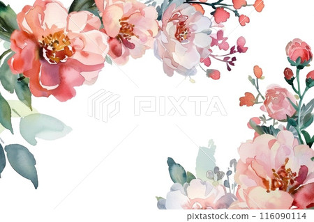 Soft watercolor blooms creating an elegant corner arrangement 116090114