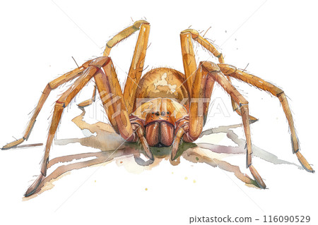 Brown recluse spider, Pastel-colored, in hand-drawn style, watercolor, isolated on white background Brown recluse spider, Pastel-colored, in hand-drawn style, watercolor, isolated on white background 116090529