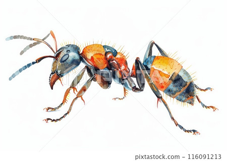 Ant, Pastel-colored, in hand-drawn style, watercolor, isolated on white background Ant, Pastel-colored, in hand-drawn style, watercolor, isolated on white background 116091213