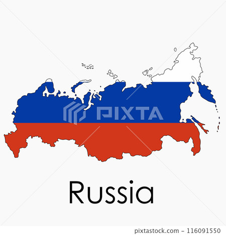 Outline drawing of Russia flag map. 116091550