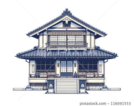 Japanese house with tiled roof 116091553