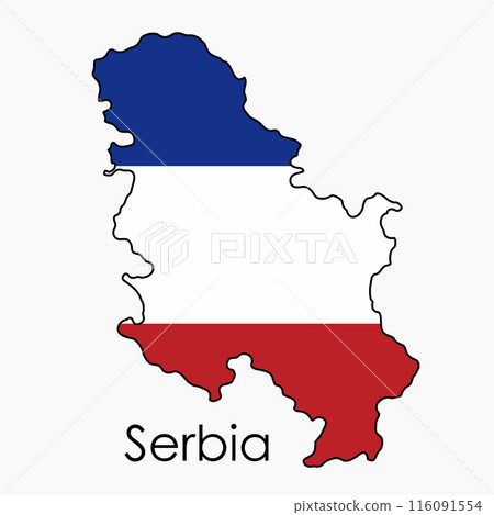 Outline drawing of Serbia flag map. 116091554