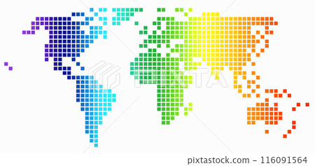 Square shape world map on white background. Square shape world map on white background. 116091564