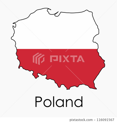 Outline drawing of Poland flag map. Outline drawing of Poland flag map. 116091567