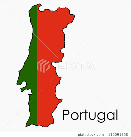 Outline drawing of Portugal flag map. 116091568