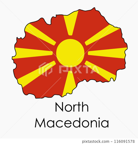 Outline drawing of North Macedonia flag map. Outline drawing of North Macedonia flag map. 116091578