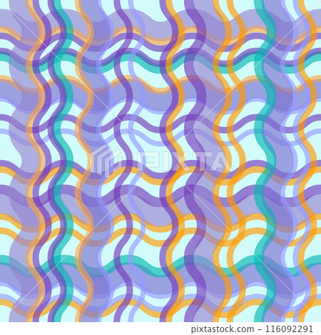 Sea waves geometric seamless pattern. Blue turquoise color cartoon isolated textile print pattern. Vector illustration on background Sea waves geometric seamless pattern. Blue turquoise color cartoon isolated textile print pattern. Vector illustration on background 116092291