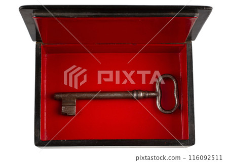 vintage old black and red casket with key vintage old black and red casket with key 116092511