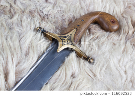Ukraine Saber Sword on fur, 17th century. Poland, Lithuania, Hungary, Ukraine. Ukraine Saber Sword on fur, 17th century. Poland, Lithuania, Hungary, Ukraine. 116092523