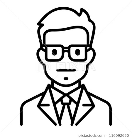manager icon or modern line symbol. Vector line art and icon design with bold outline. Black and white Pixel Perfect minimalistic symbol isolated white background. Silhouette simple thin sign 116092630