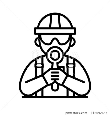 inspection icon or modern line symbol. Vector line art and icon design with bold outline. Black and white Pixel Perfect minimalistic symbol isolated white background. Silhouette simple thin sign inspection icon or modern line symbol. Vector line art and icon design with bold outline. Black and white Pixel Perfect minimalistic symbol isolated white background. Silhouette simple thin sign 116092634