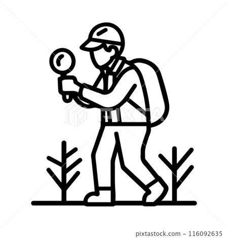 inspection icon or modern line symbol. Vector line art and icon design with bold outline. Black and white Pixel Perfect minimalistic symbol isolated white background. Silhouette simple thin sign inspection icon or modern line symbol. Vector line art and icon design with bold outline. Black and white Pixel Perfect minimalistic symbol isolated white background. Silhouette simple thin sign 116092635