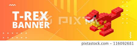 Horizontal banner with tyrannosaurus. Vector Horizontal banner with tyrannosaurus. Vector 116092681