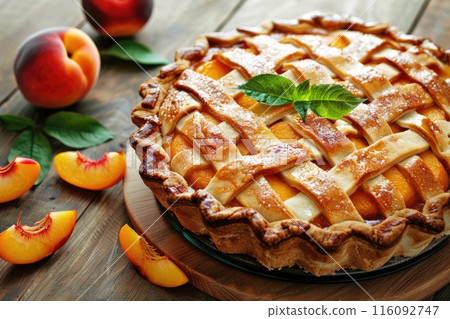Traditional homemade peach pie 116092747
