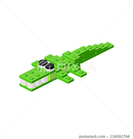 Green crocodile in isometry. Vector 116092766