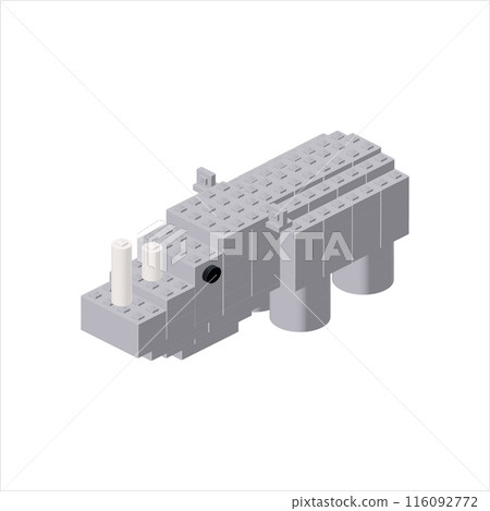 Gray rhinoceros in isometry. Vector 116092772