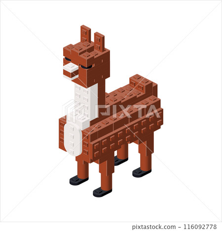 Cute alpaca in isometry. Vector Cute alpaca in isometry. Vector 116092778
