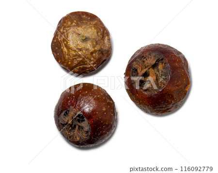 Medlar Caucasian overripe. Overripe southern rare fruit.  Ingredient for jam and compote. 116092779