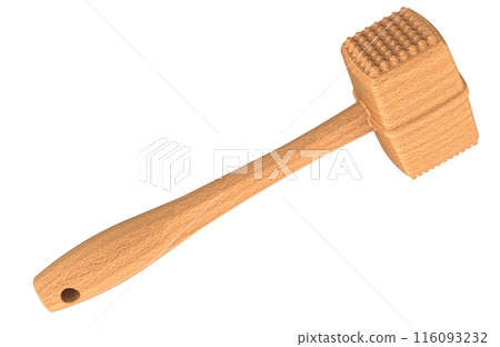 Wooden Meat Tenderizer, 3D rendering Wooden Meat Tenderizer, 3D rendering 116093232