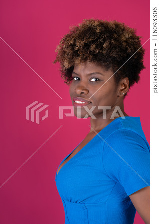 Woman in Blue Shirt Posing 116093306