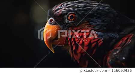 Close up Dusky lories with red and black feather. Generative AI 116093426
