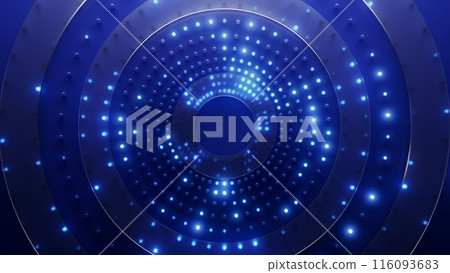3d render Blue background with circular led glowing dots 116093683