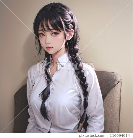 Portrait of a girl in colored pencil style 116094614