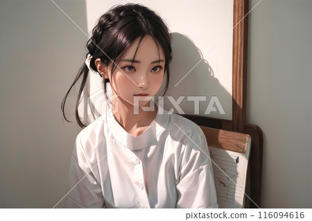 Portrait of a girl in colored pencil style 116094616