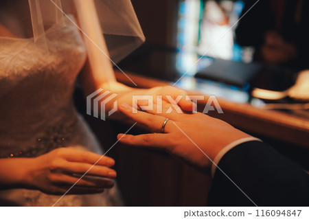Bride and groom at wedding 116094847