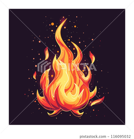 Vibrant flames dance against dark background, depicting fires lively energy warmth. Glowing embers sparks rise fiery inferno, creating dynamic intense illustration fire. Bold orange red hues define Vibrant flames dance against dark background, depicting fires lively energy warmth. Glowing embers sparks rise fiery inferno, creating dynamic intense illustration fire. Bold orange red hues define 116095032